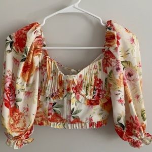Floral strangers and lovers crop top